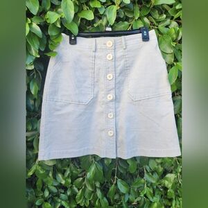 Boden Light Grey Cordaroy Button Mini Skirt Size 6